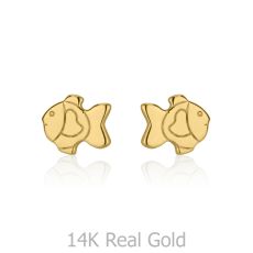 14K Yellow Gold Kid's Stud Earrings - Goldfish