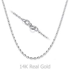 14K White Gold Rollo Chain Necklace 1.6mm Thick, 19.5" Length