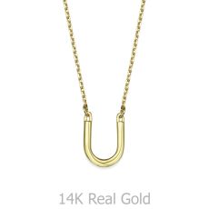 Pendant and Necklace in 14K Yellow Gold - Lucky Horseshoe