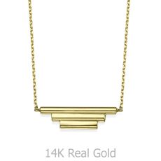 Pendant and Necklace in 14K Yellow Gold - Golden Trio