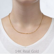 14K Yellow Gold Rollo Chain Necklace 2.2mm Thick, 19.5" Length