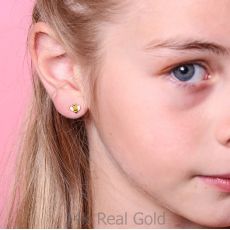 14K Yellow Gold Kid's Stud Earrings - Busy Bee