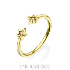 Open Ring in Yellow Gold - Shinning Stars