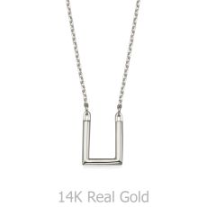 Pendant and Necklace in 14K White Gold - Golden Square