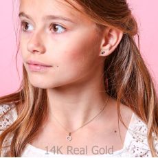 14K White & Yellow Gold Kid's Stud Earrings - Two Stars