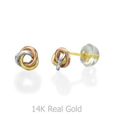 14K White & Yellow Gold Kid's Stud Earrings - Circles of Karma