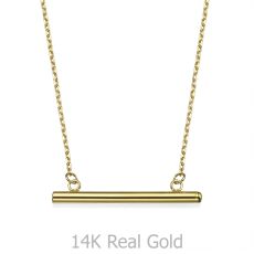 Pendant and Necklace in 14K Yellow Gold - Golden Bar