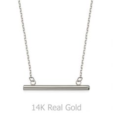 Pendant and Necklace in 14K White Gold - Golden Bar