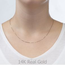 14K White Gold Venice Chain Necklace 0.53mm Thick, 15.74" Length