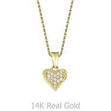 Pendant and Necklace in Yellow Gold - Loving Heart