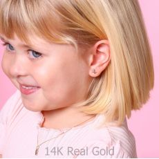 14K Yellow Gold Kid's Stud Earrings - Pony