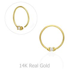 Helix / Tragus Piercing in 14K Yellow Gold with Cubic Zirconia - Large