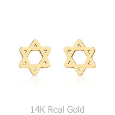 14K Yellow Gold Kid's Stud Earrings - Star of David