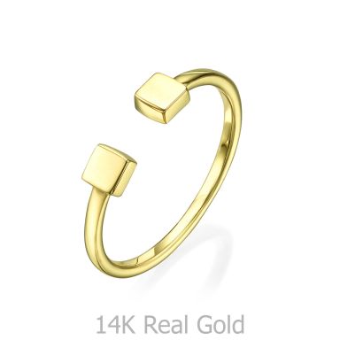 Open Ring in Yellow Gold - Squares