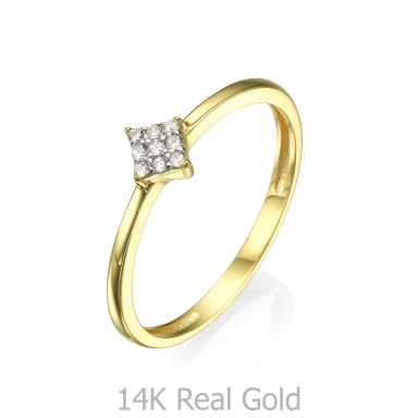 Ring in 14K Yellow Gold - Shiny Rhombus