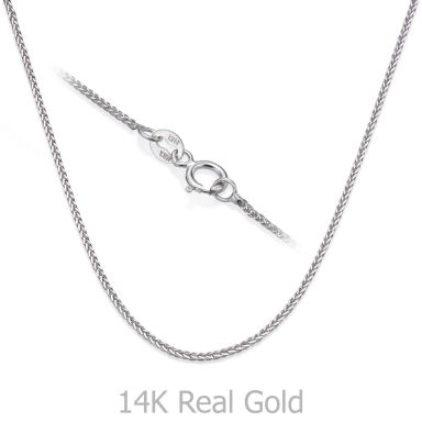 14K White Gold Spiga Chain Necklace 0.8mm Thick, 16.5" Length