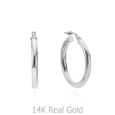 14K White Gold Women's Earrings - M (thin)