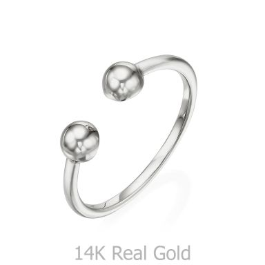 Open Ring in 14K White Gold - Golden Circles