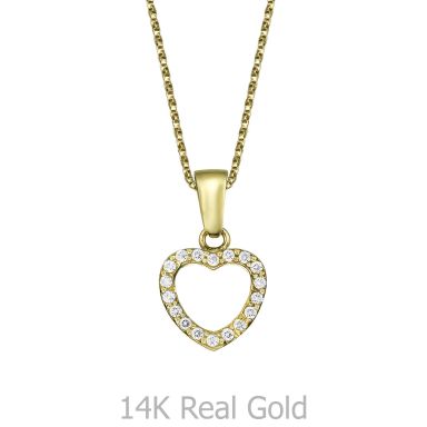 Pendant and Necklace in Yellow Gold - Royal Heart