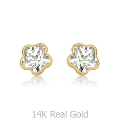 14K Yellow Gold Kid's Stud Earrings - Night Star