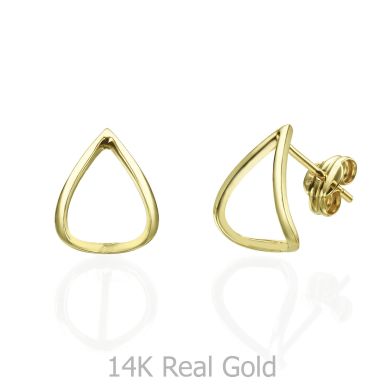 14K Yellow Gold Women's Earrings - Embracing Drop