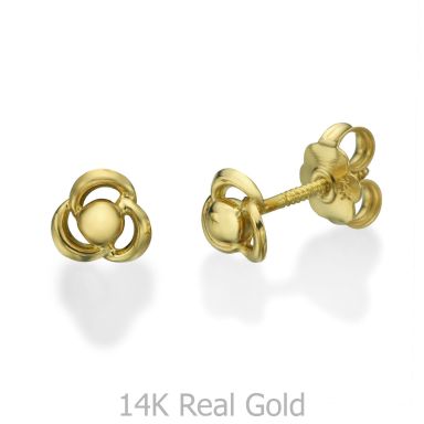 14K Yellow Gold Kid's Stud Earrings - Flower of Milly