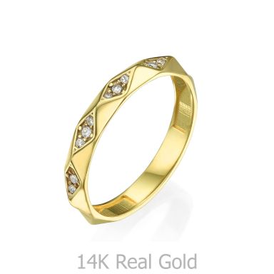 Ring in 14K Yellow Gold - Pyramids